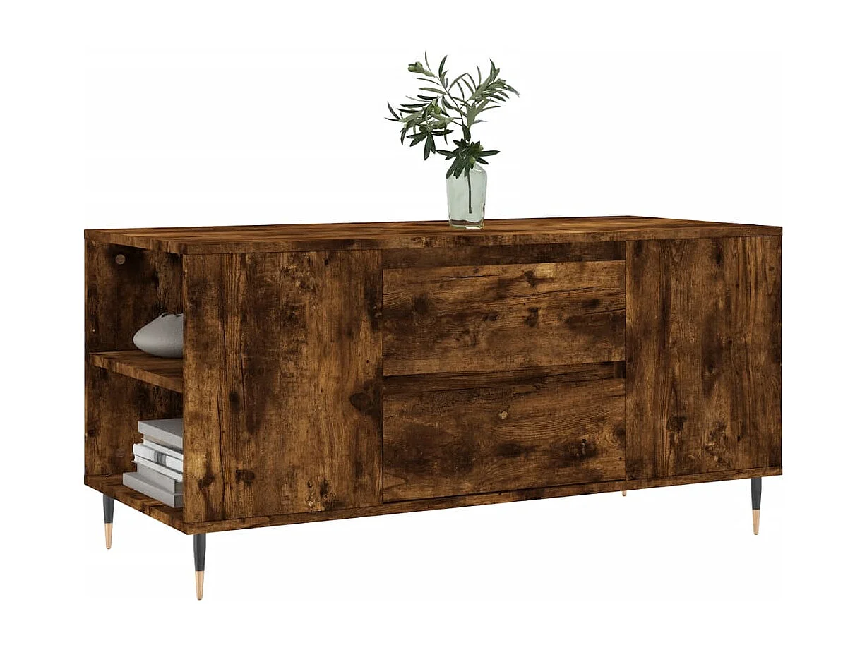 Table basse chêne fumé 102x44,5x50 bois d'ingénierie