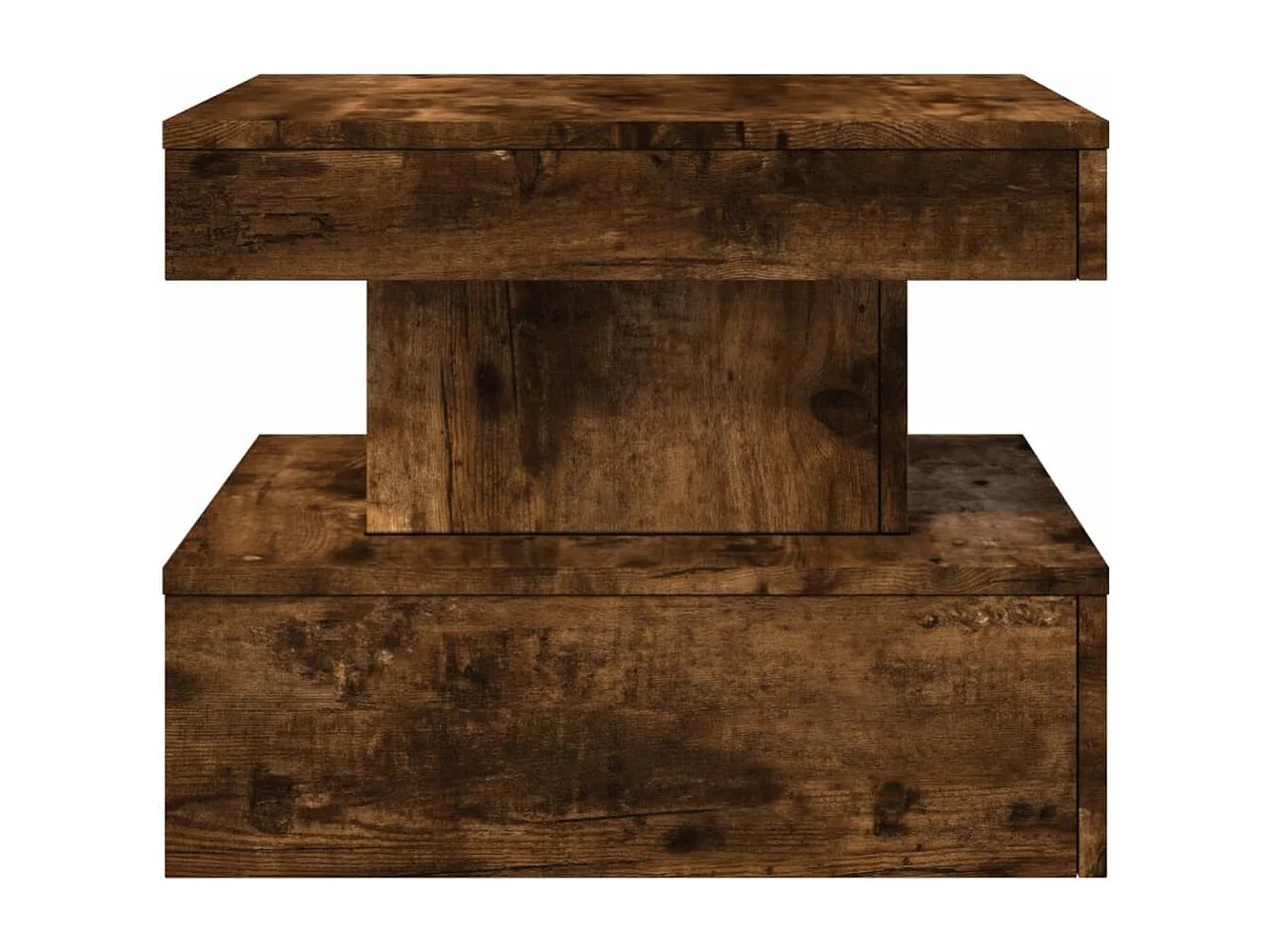 Table basse avec lumières LED chêne fumé 50x50x40