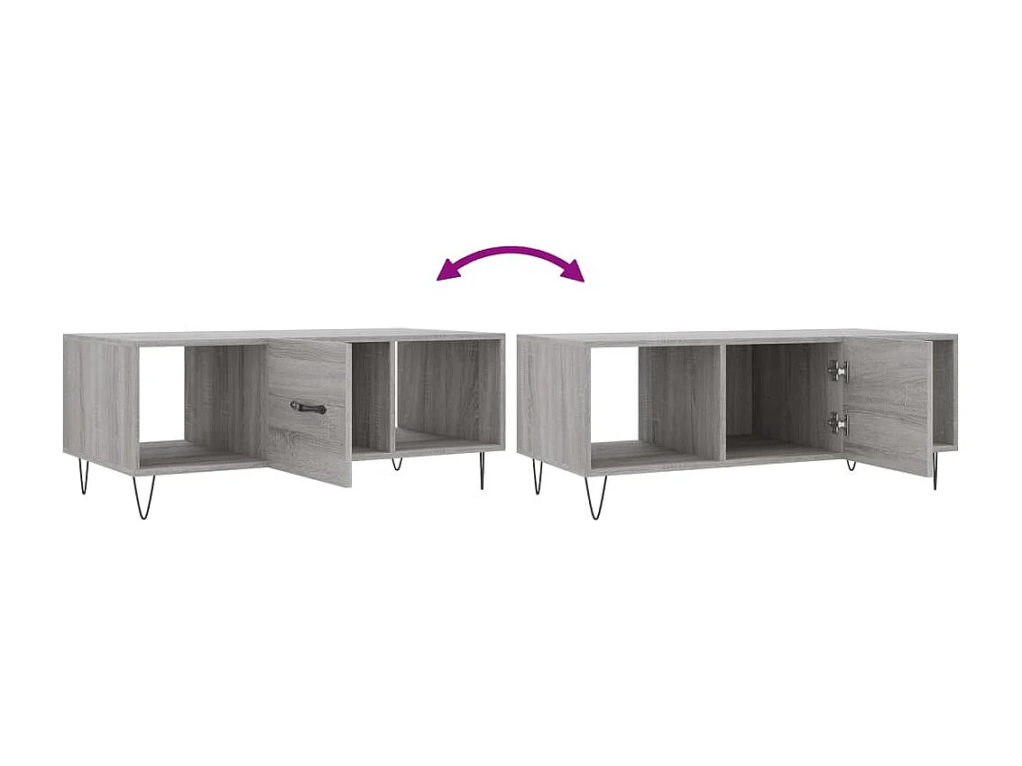 Table basse sonoma gris 102x50x40 bois d'ingénierie