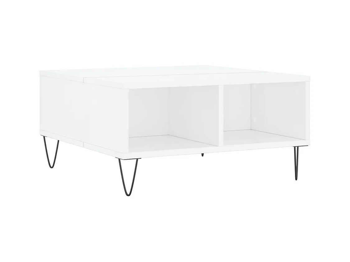 Table basse blanc brillant 60x60x30 bois d'ingénierie