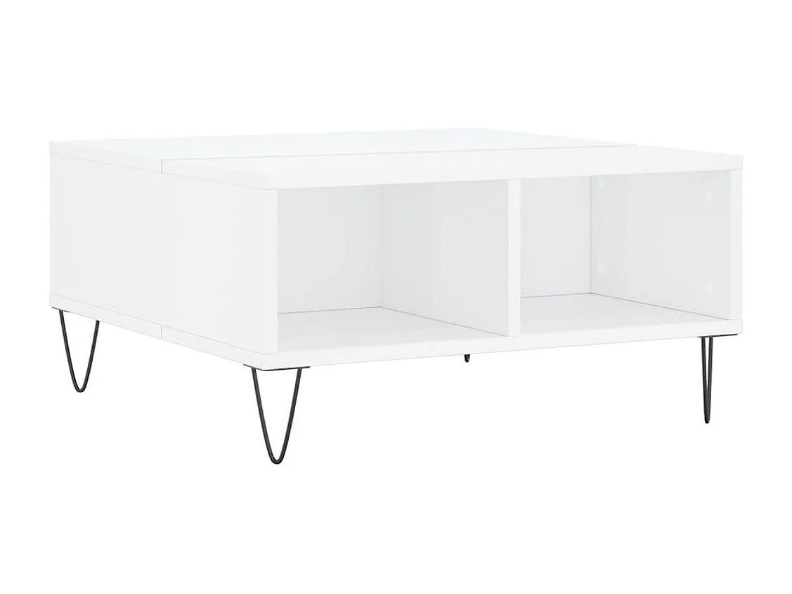 Table basse blanc brillant 60x60x30 bois d'ingénierie