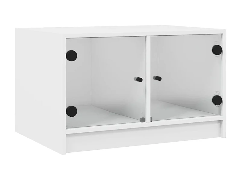 Table basse avec portes en verre blanc 68x50x42