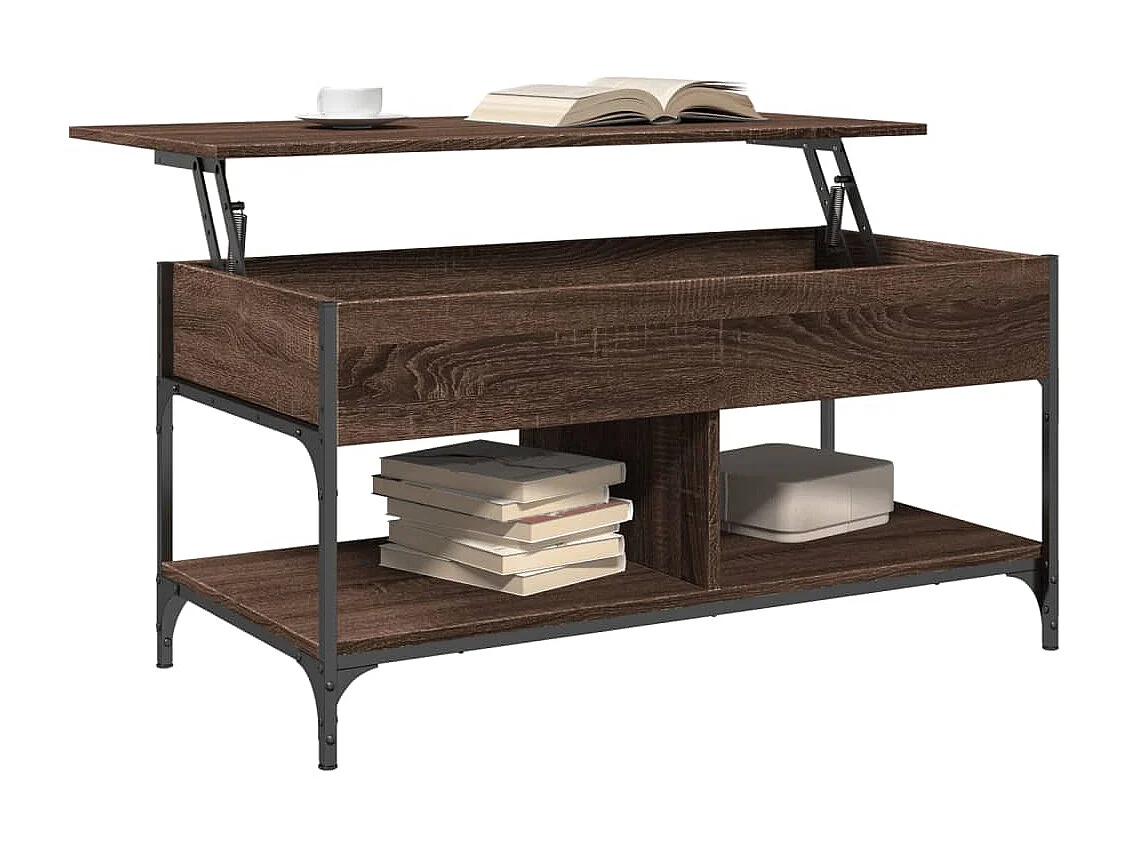 Table basse chêne marron 100x50x50 bois d'ingénierie et métal