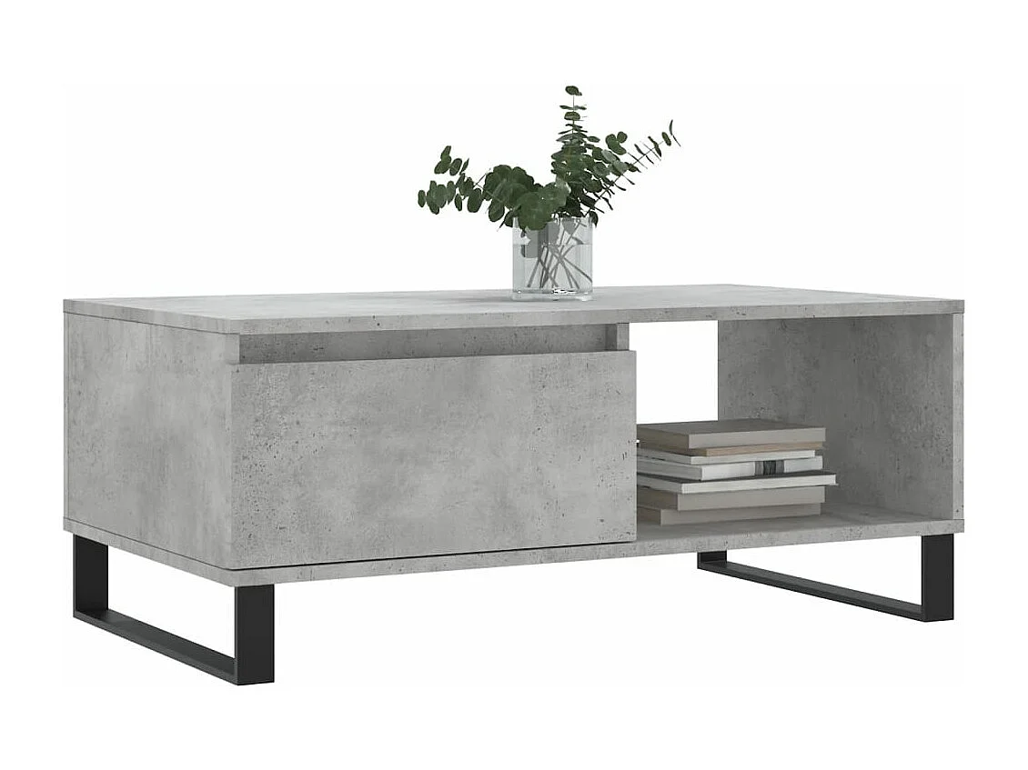 Table basse Gris béton 90x50x36,5 Bois d'ingénierie
