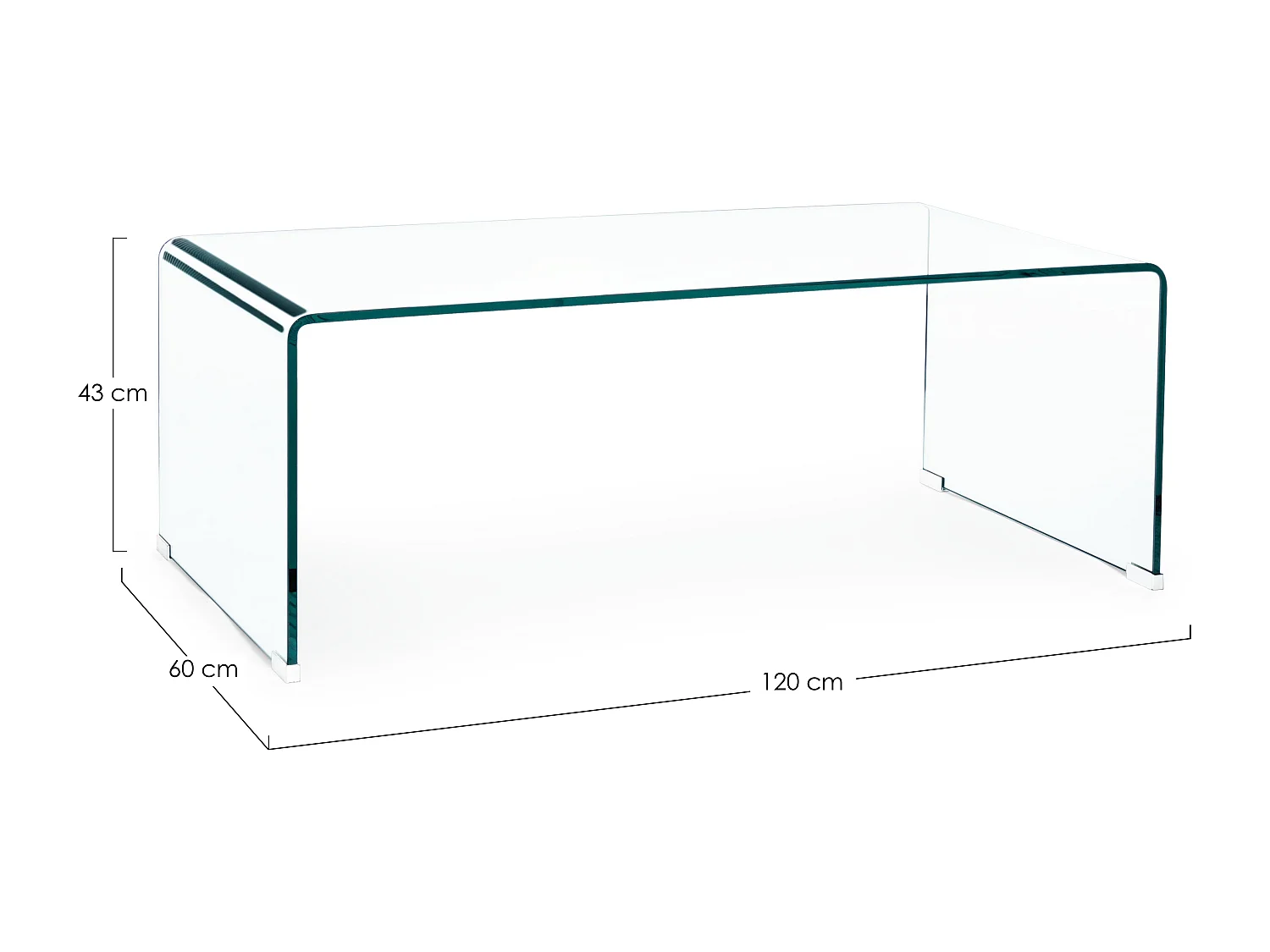 Table basse rectangle transparente en verre Iris L 120cm