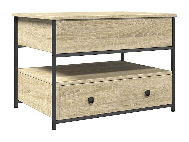 Table basse chêne sonoma 70x50x50 bois d'ingénierie et métal