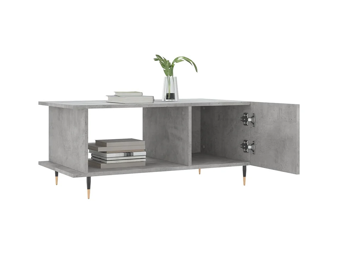 Table basse gris béton 90x50x40 bois d'ingénierie