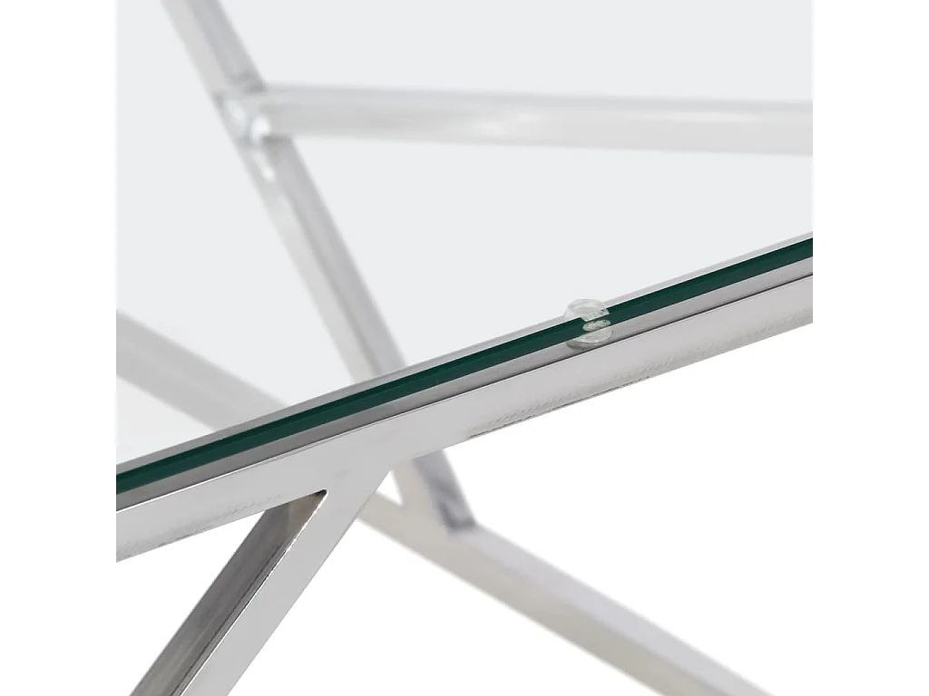 Table basse argenté acier inoxydable et verre trempé