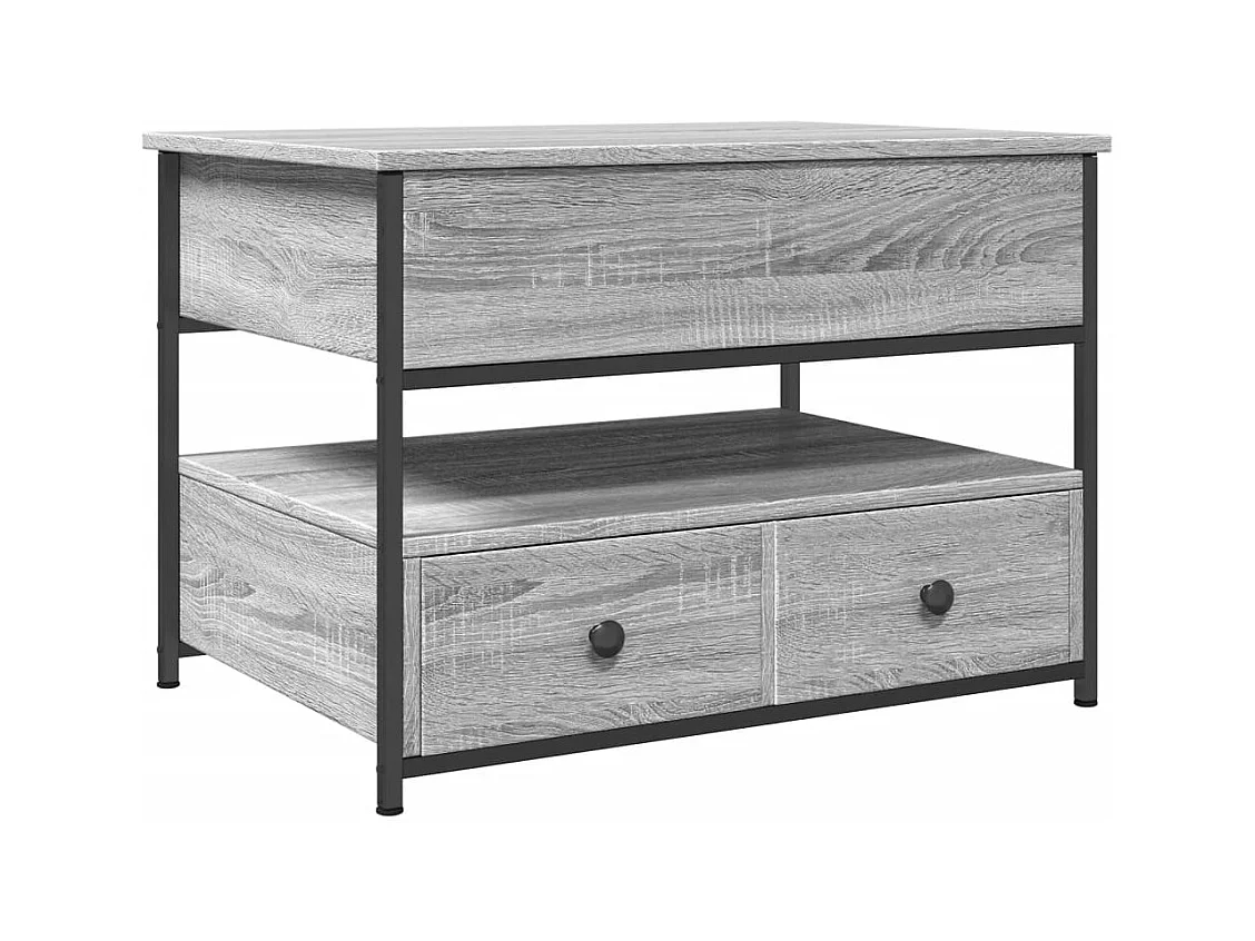 Table basse sonoma gris 70x50x50 bois d'ingénierie et métal