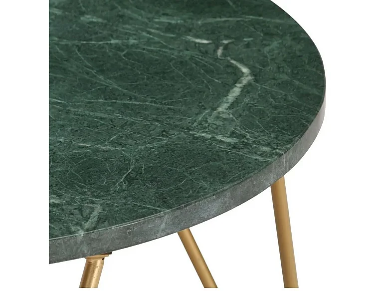 Table basse effet marbre vert et pieds métal doré Emis D 65cm