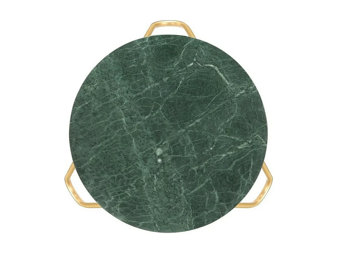 Table basse effet marbre vert et pieds métal doré Emis D 65cm