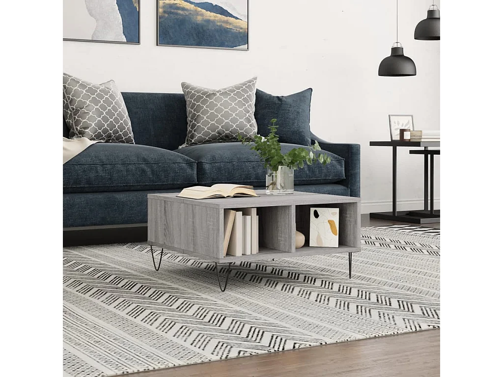 Table basse sonoma gris 60x60x30 bois d'ingénierie