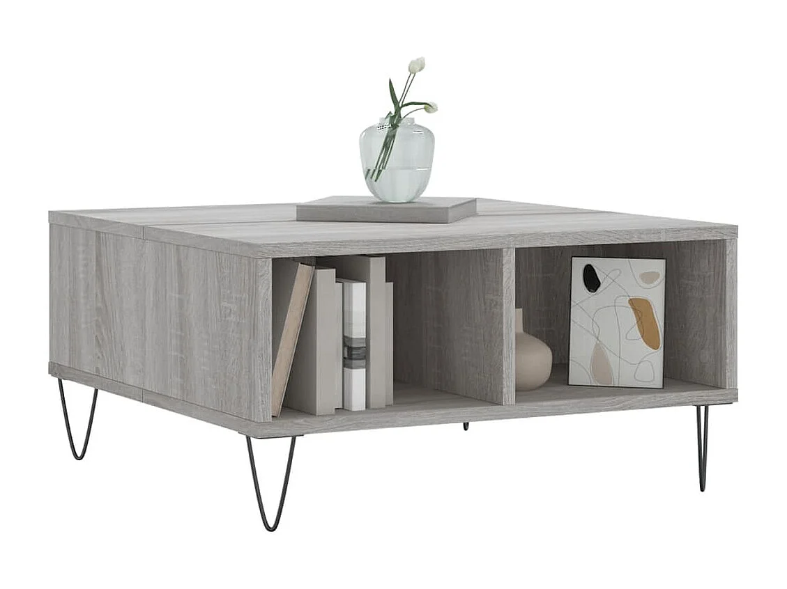 Table basse sonoma gris 60x60x30 bois d'ingénierie