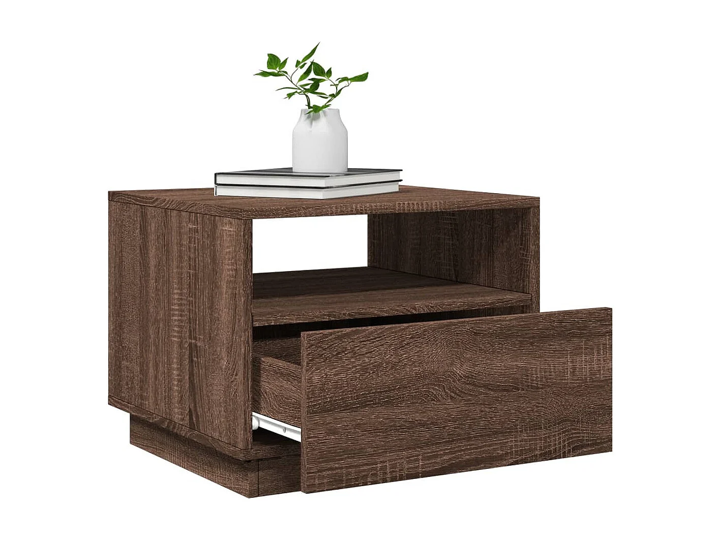 Table basse avec lumières LED chêne marron 50x49x40