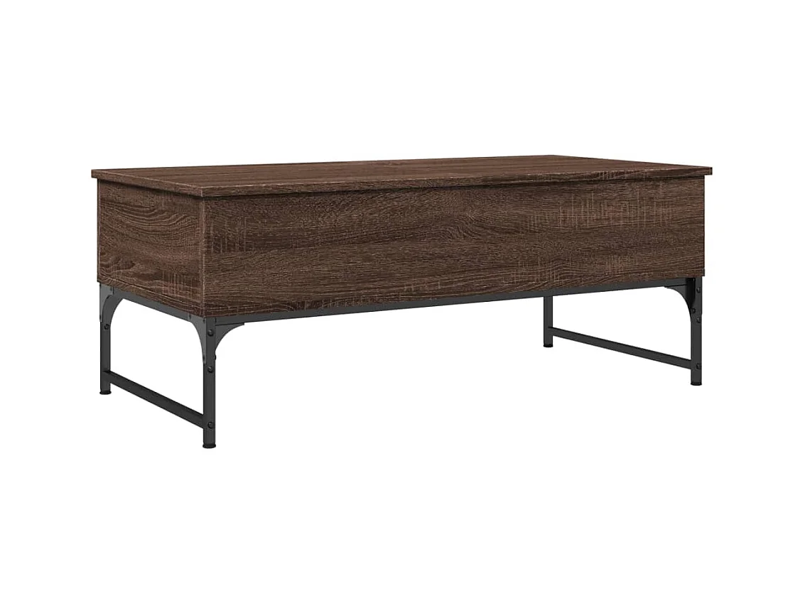 Table basse chêne marron 100x50x40 bois d'ingénierie et métal