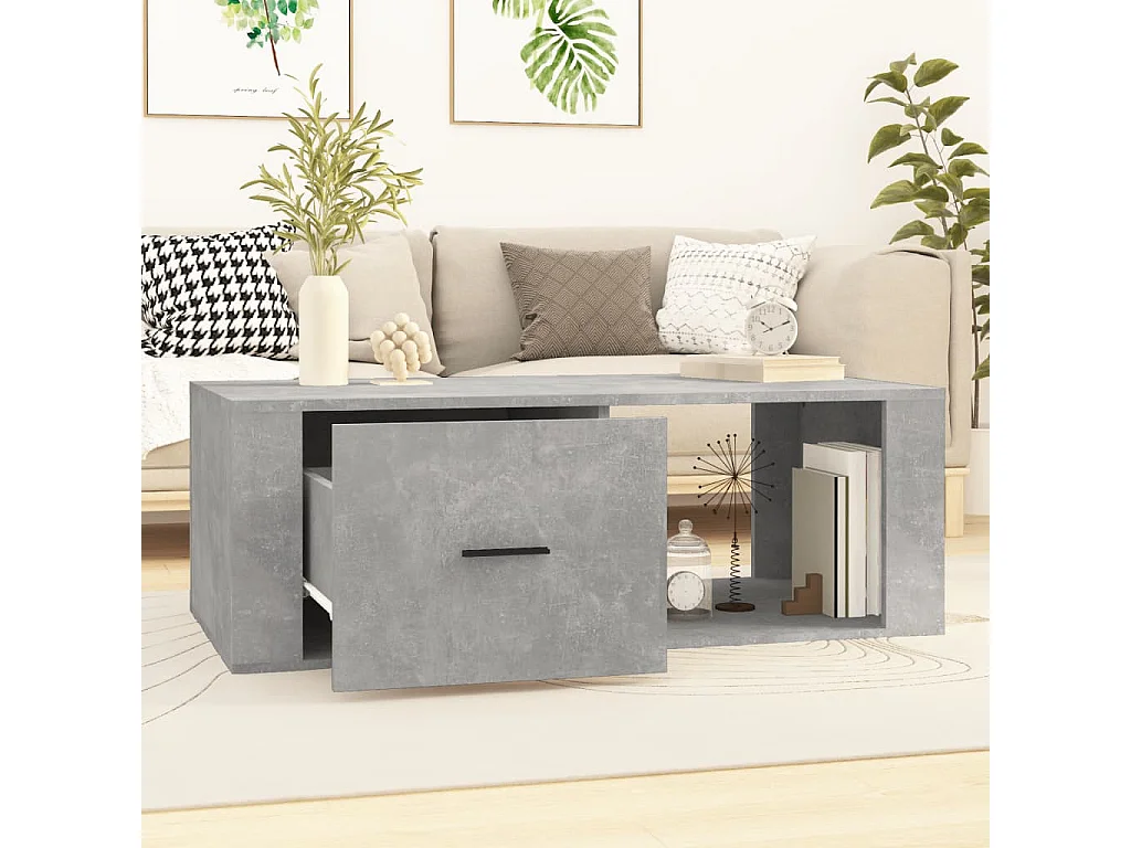 Table basse Gris béton 100x50,5x35 Bois d'ingénierie