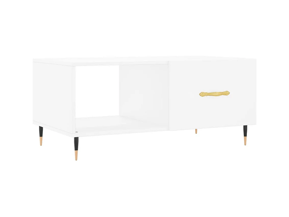 Table basse blanc 90x50x40 bois d'ingénierie