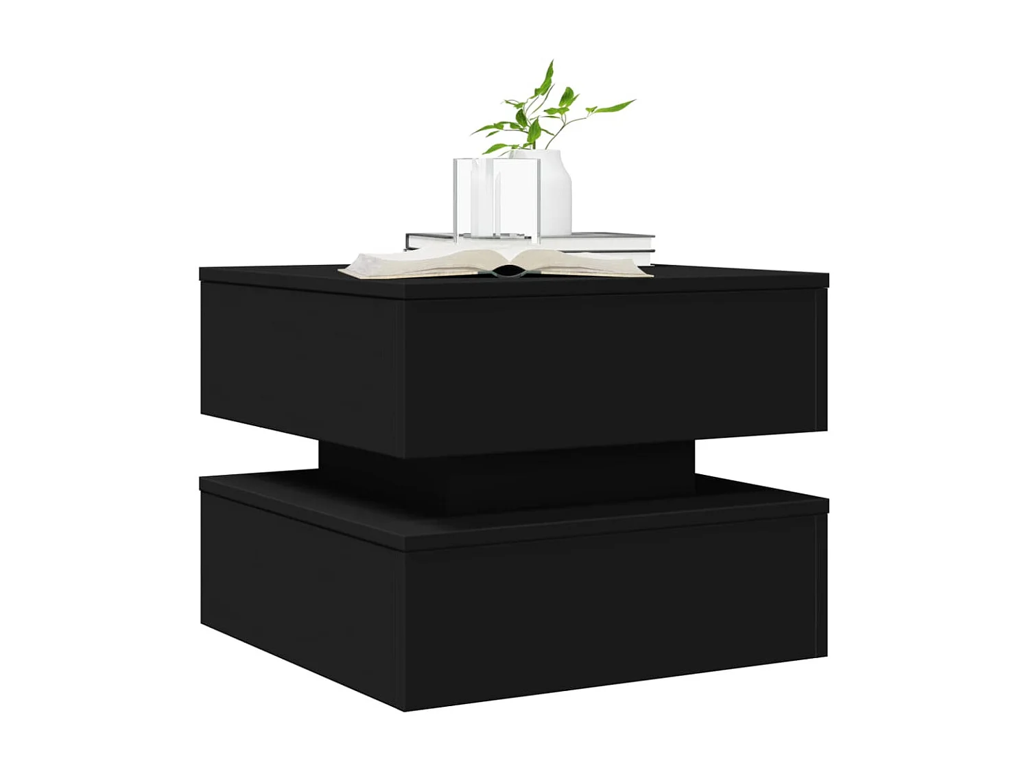 Table basse avec lumières LED noir 50x50x40