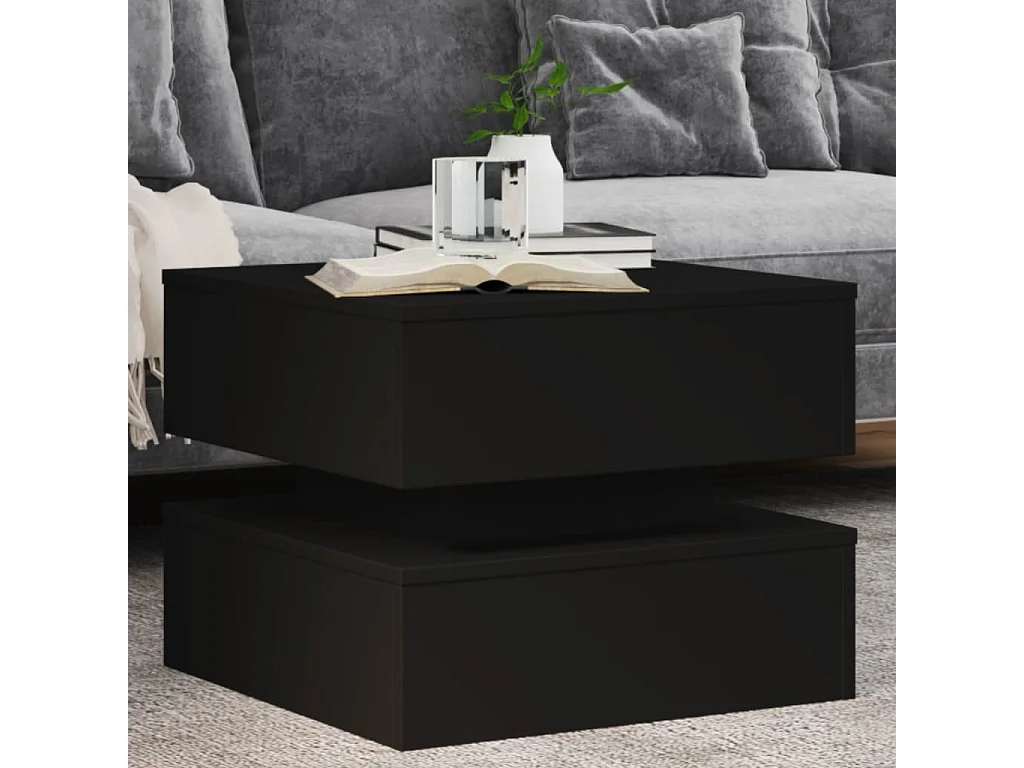 Table basse avec lumières LED noir 50x50x40