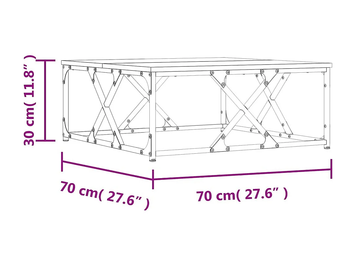 Table basse chêne fumé 70x70x30 bois d'ingénierie