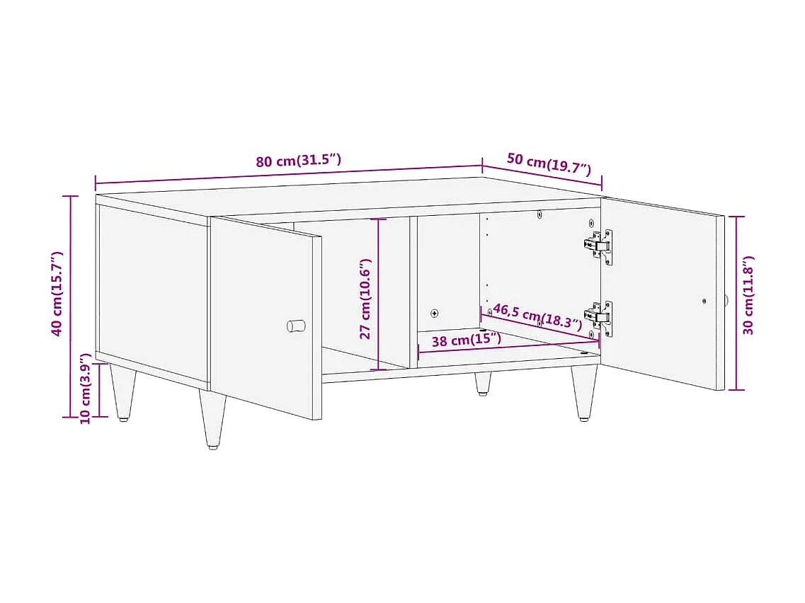 Table basse 80x50x40 bois de manguier massif