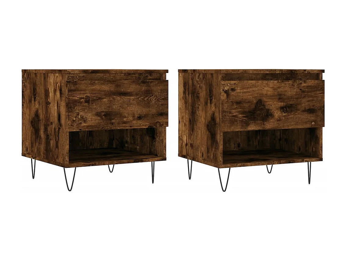 Tables basses 2 pcs chêne fumé 50x46x50 bois d'ingénierie