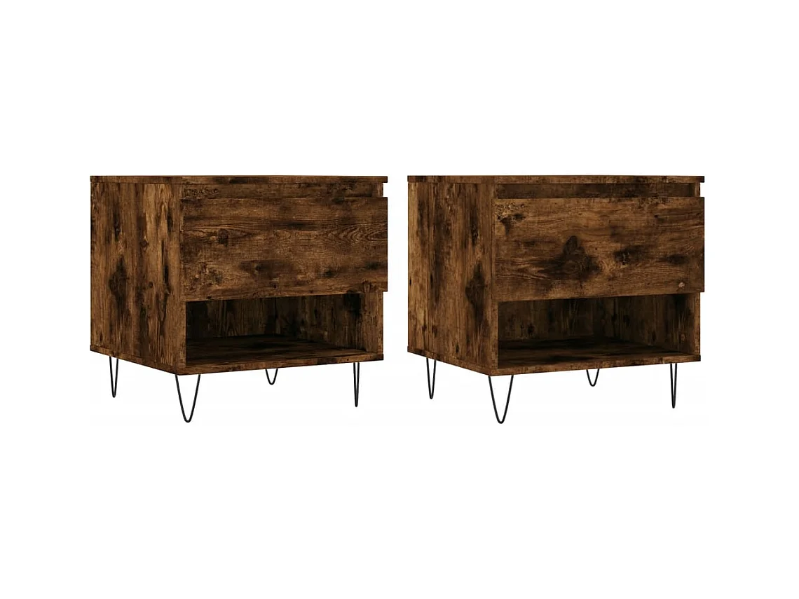 Tables basses 2 pcs chêne fumé 50x46x50 bois d'ingénierie