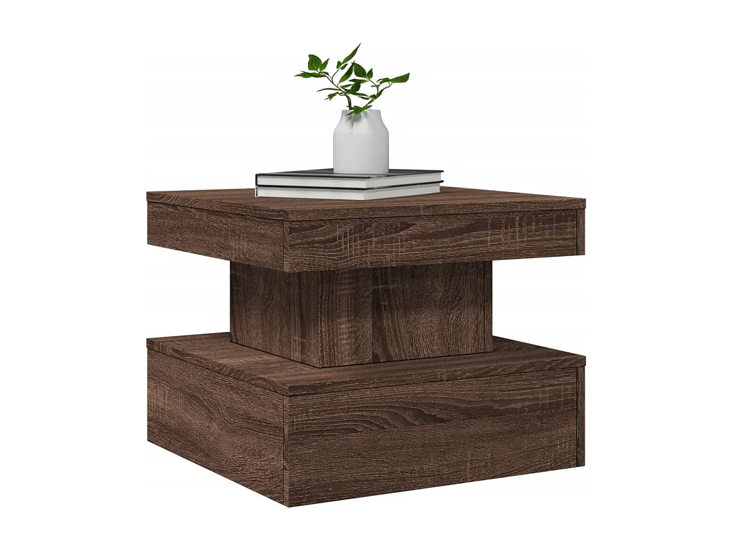 Table basse avec lumières LED chêne marron 50x50x40