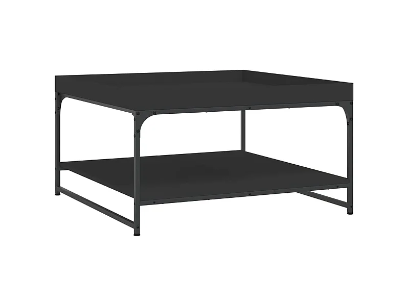 Table basse noir 80x80x45 bois d'ingénierie et fer