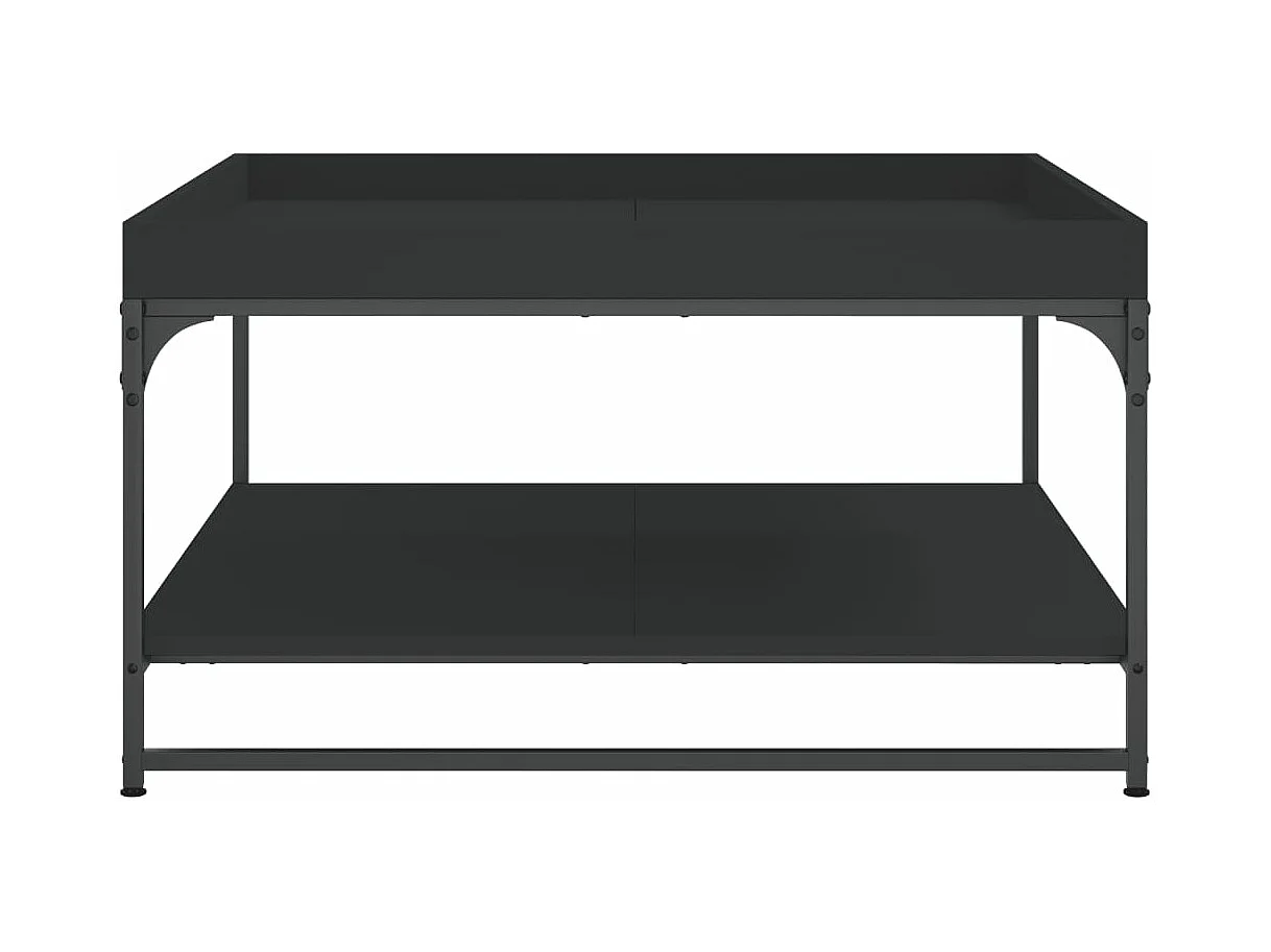 Table basse noir 80x80x45 bois d'ingénierie et fer