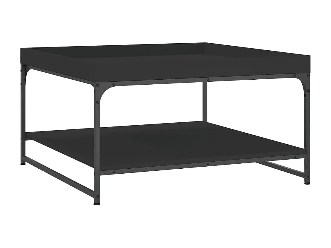 Table basse noir 80x80x45 bois d'ingénierie et fer