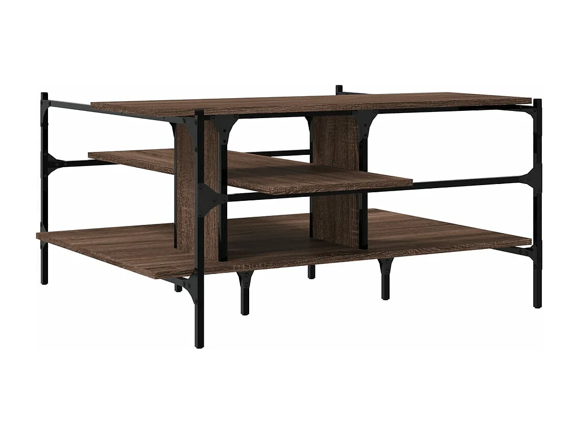 Table basse chêne marron 100x100x48,5 bois d'ingénierie