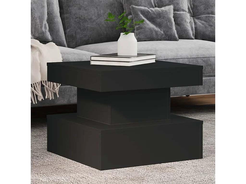Table basse avec lumières LED noir 50x50x40