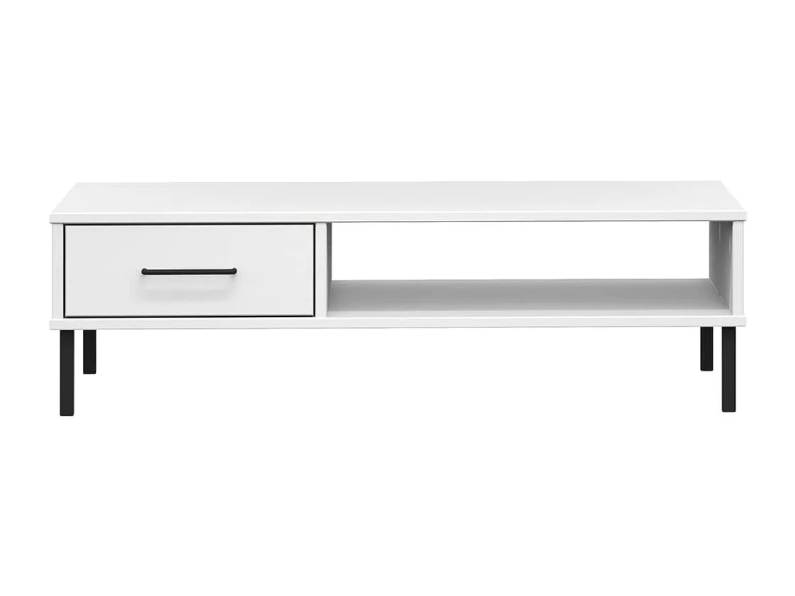 Table basse avec pieds en métal Blanc Bois pin massif OSLO