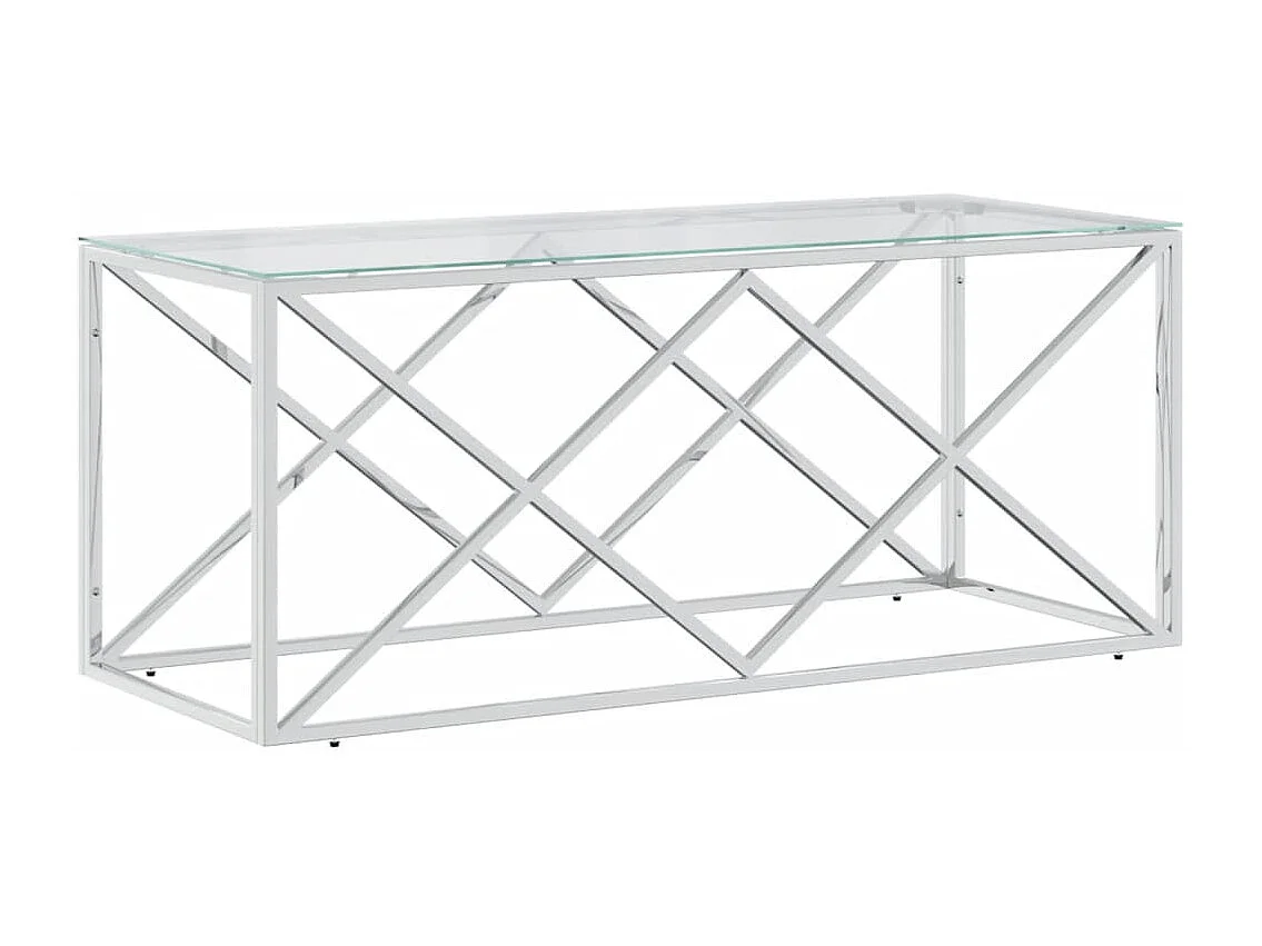 Table basse 110x45x45 acier inoxydable et verre