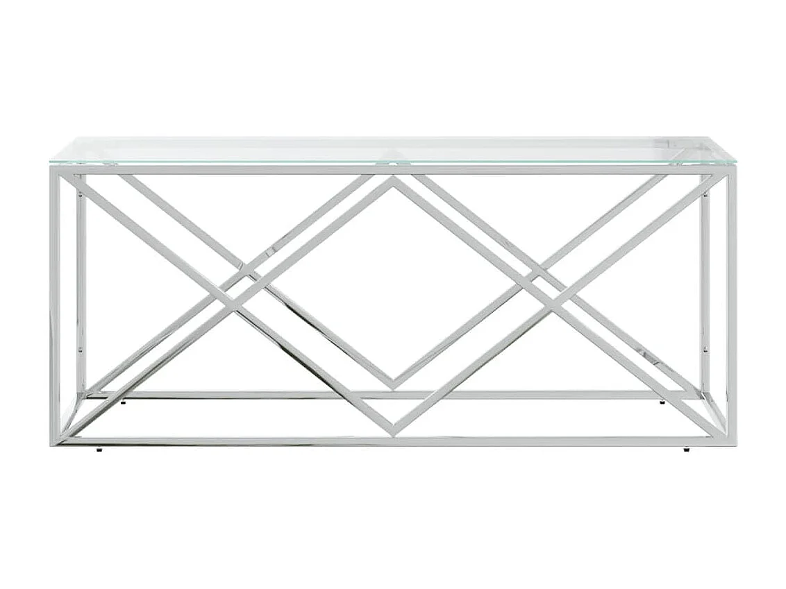 Table basse 110x45x45 acier inoxydable et verre