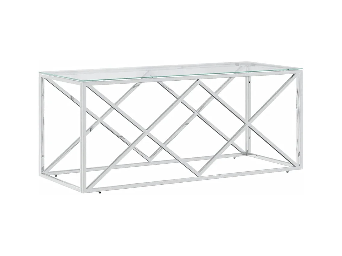 Table basse 110x45x45 acier inoxydable et verre