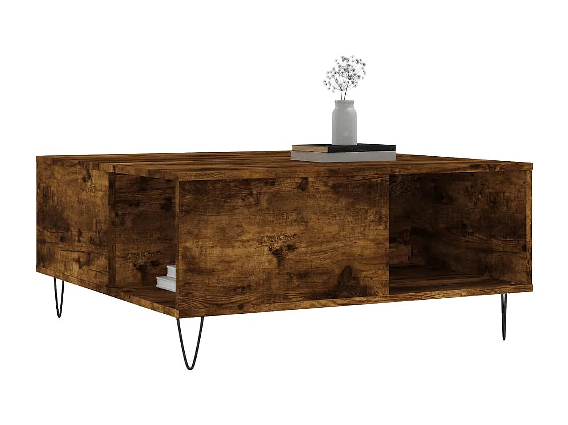 Table basse chêne fumé 80x80x36,5 bois d'ingénierie