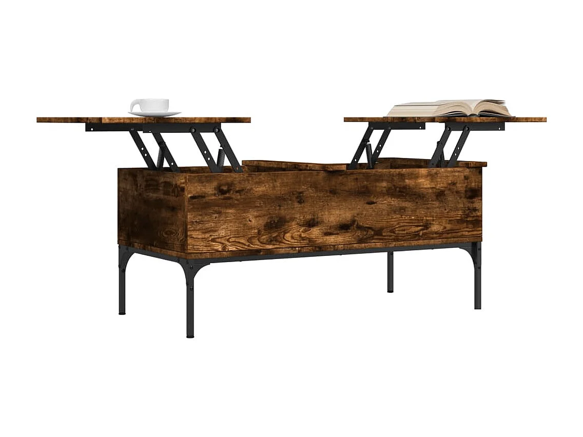 Table basse chêne fumé 100x50x45 bois d'ingénierie et métal