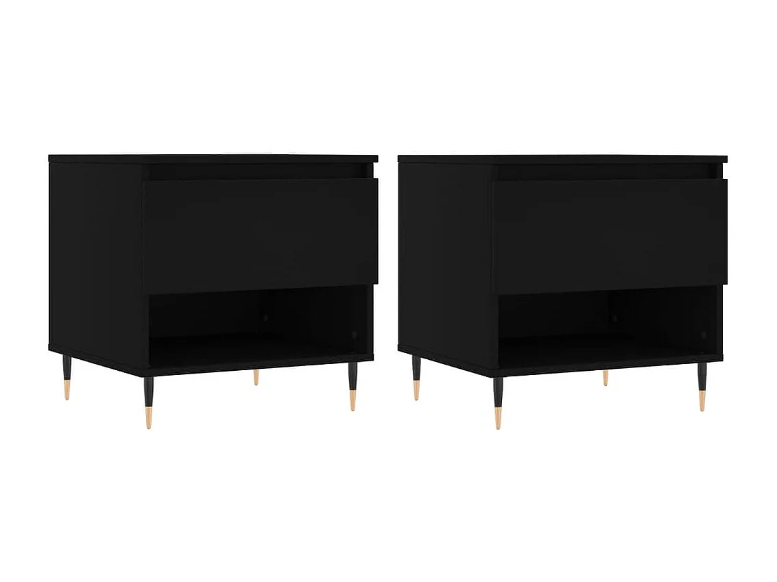 Tables basses 2 pcs noir 50x46x50 bois d'ingénierie