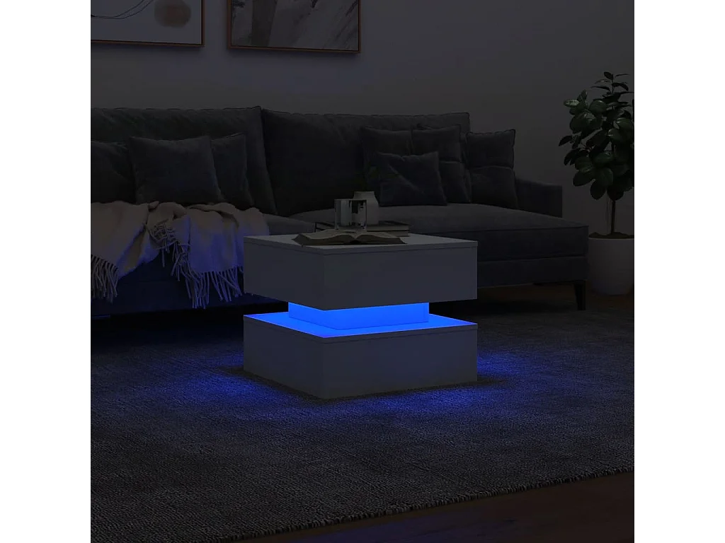 Table basse avec lumières LED blanc 50x50x40