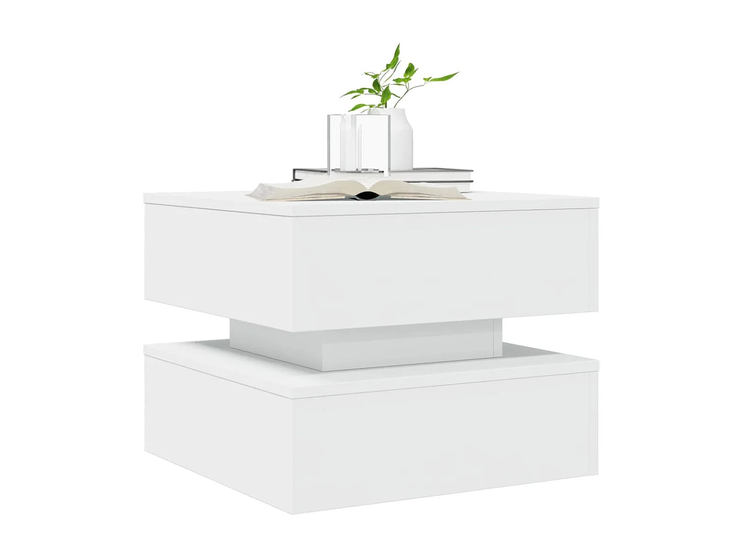 Table basse avec lumières LED blanc 50x50x40