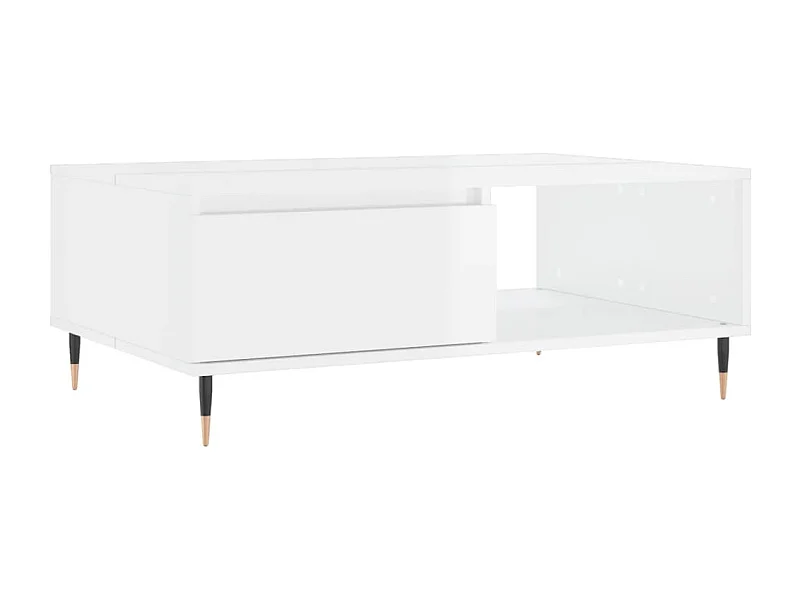 Table basse blanc brillant 90x60x35 bois d'ingénierie