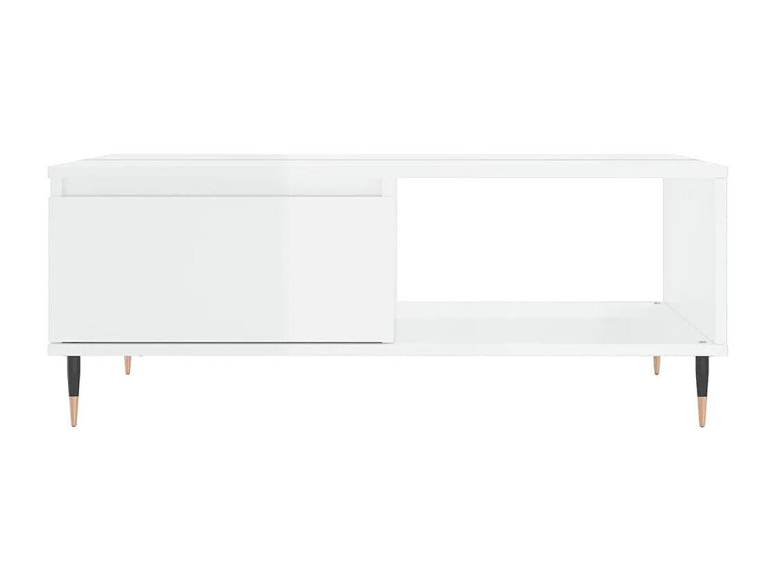 Table basse blanc brillant 90x60x35 bois d'ingénierie