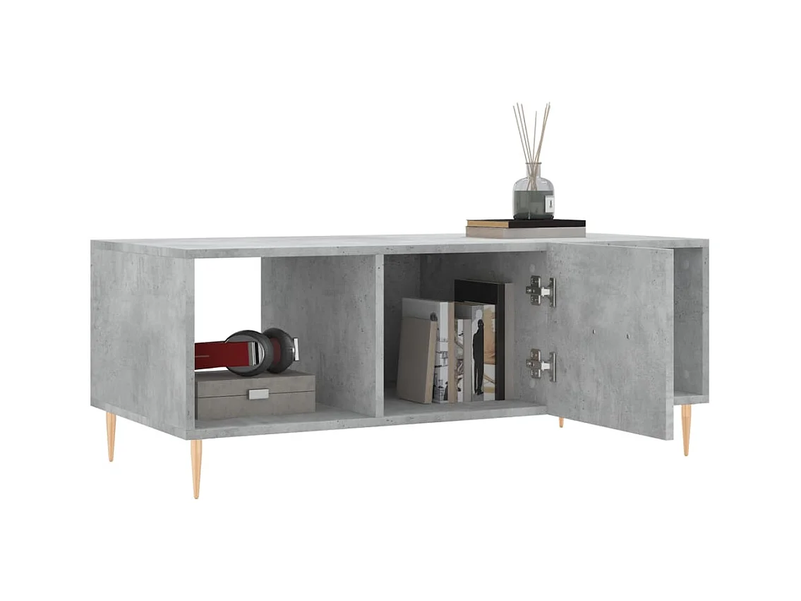 Table basse gris béton 102x50x40 bois d'ingénierie