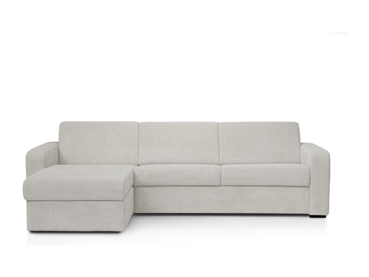 Ecksofa mit Schlaffunktion mit Matratze - Ecke wechselbar - Cord - Beige - günstig online kaufen