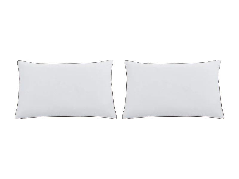 2er-Set Anti-Milben-Kissen - Perkalbezug 93 Fäden/cm² - 50 x 80 cm - Daunen- & Federfüllung - Weiß mit taupefarbener Ziernaht - FEATH von PALACIO