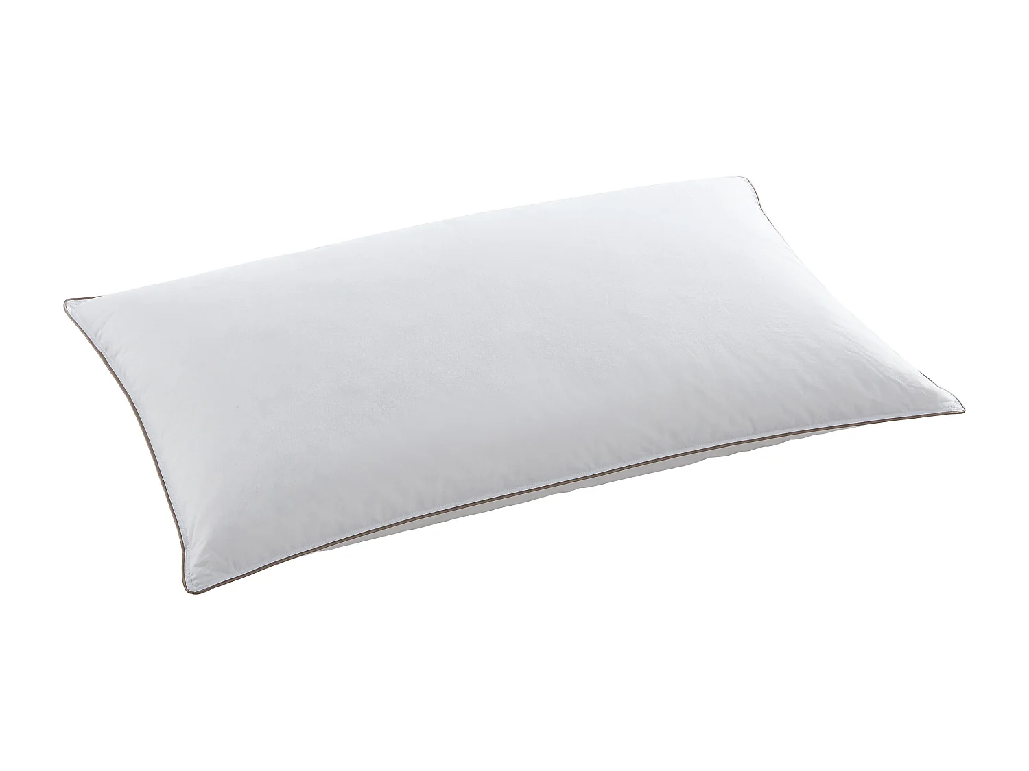 2er-Set Anti-Milben-Kissen - Perkalbezug 93 Fäden/cm² - 50 x 80 cm - Daunen- & Federfüllung - Weiß mit taupefarbener Ziernaht - FEATH von PALACIO