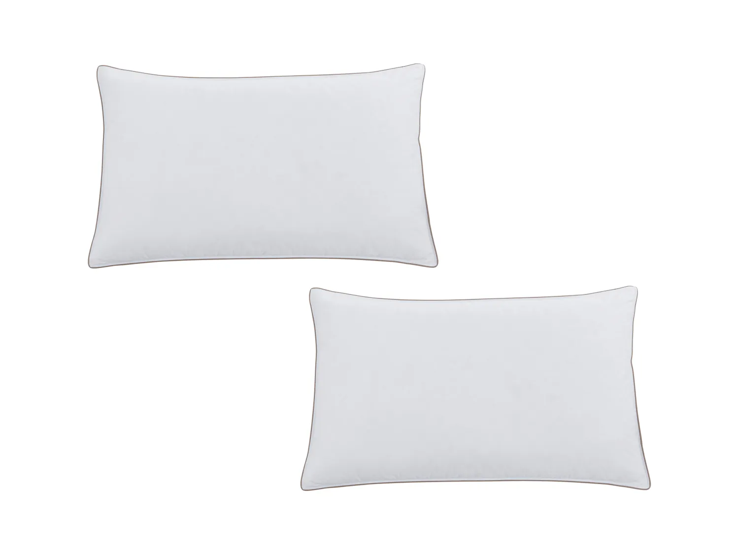 Guanciale antiacaro  Percalle 93 fili/cm² 50x80 piuma piumino Bianco e Tortora - Lotto di 2 - FEATH di PALACIO