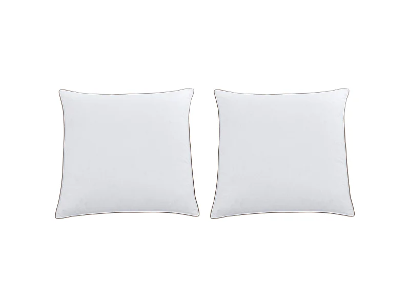 2er-Set Anti-Milben-Kissen - Perkalbezug 93 Fäden/cm² - 65 x 65 cm - Daunen- & Federfüllung - Weiß mit taupefarbener Ziernaht - FEATH von PALACIO